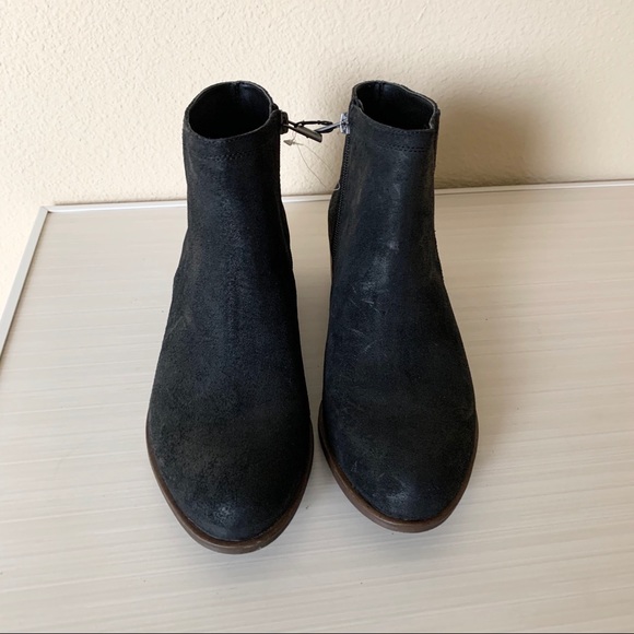 Lucky Brand Balexa Leather Suede Ankle Zip Booties in Black NEW - Picture 4 of 7